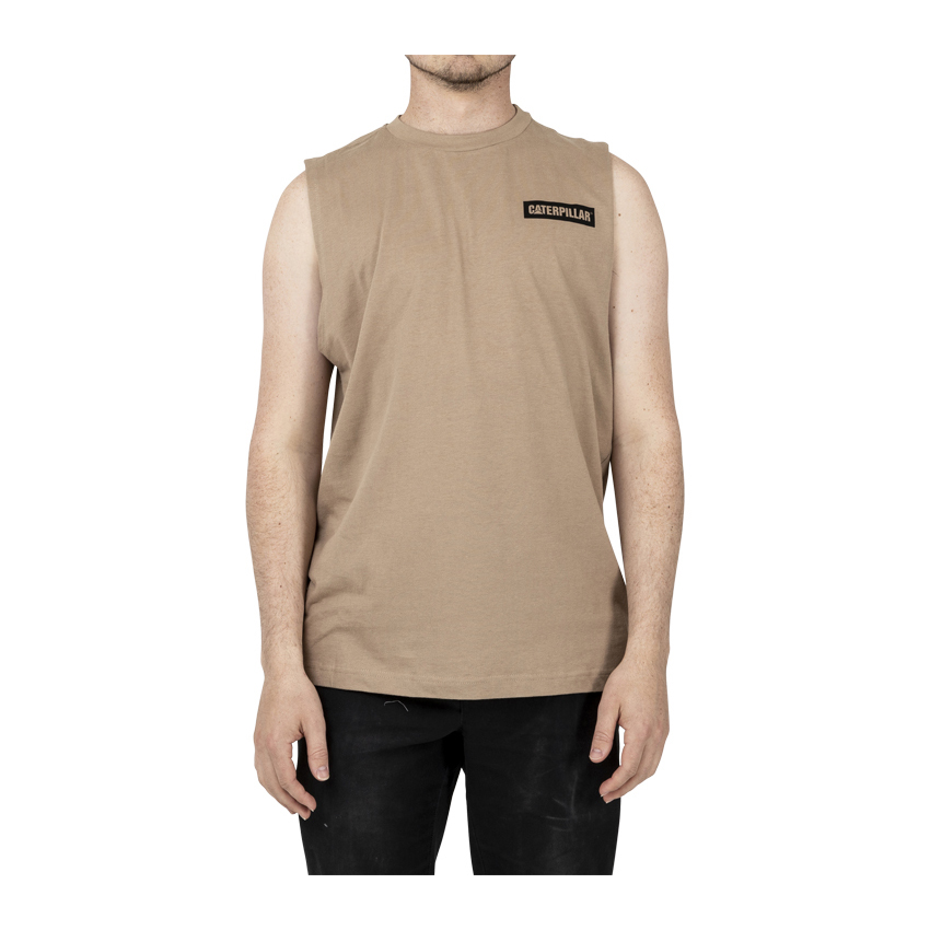 Caterpillar Icon Muscle - Mens Tank - Brown - NZ (261EGDFAH)